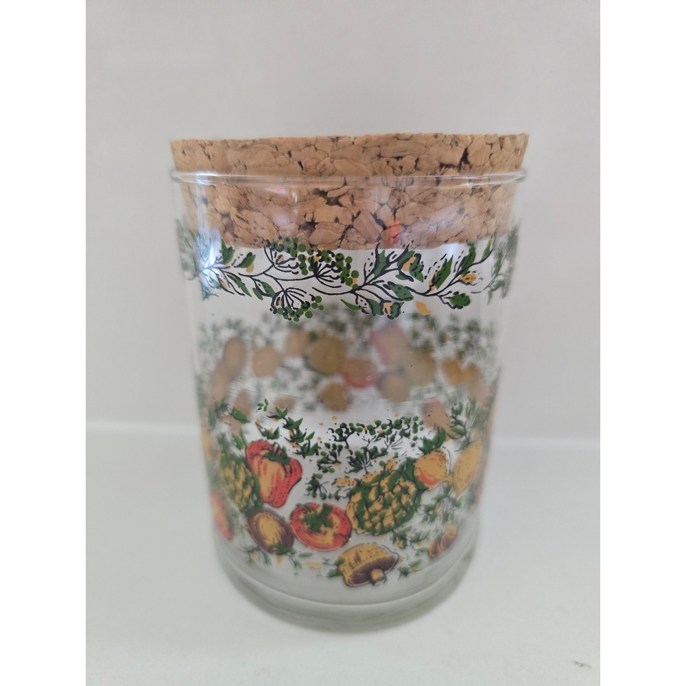 Vintage 70s Corning Spice of‎ Life with Cork Lid Small Canister Retro Kitchen